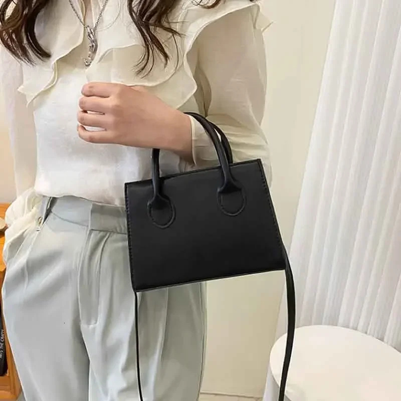 Minimalist Black Small Square Bag AllMatch Top Handle Purse Classic Shoulder for Work Women Handbags Crossbody Bags 250725