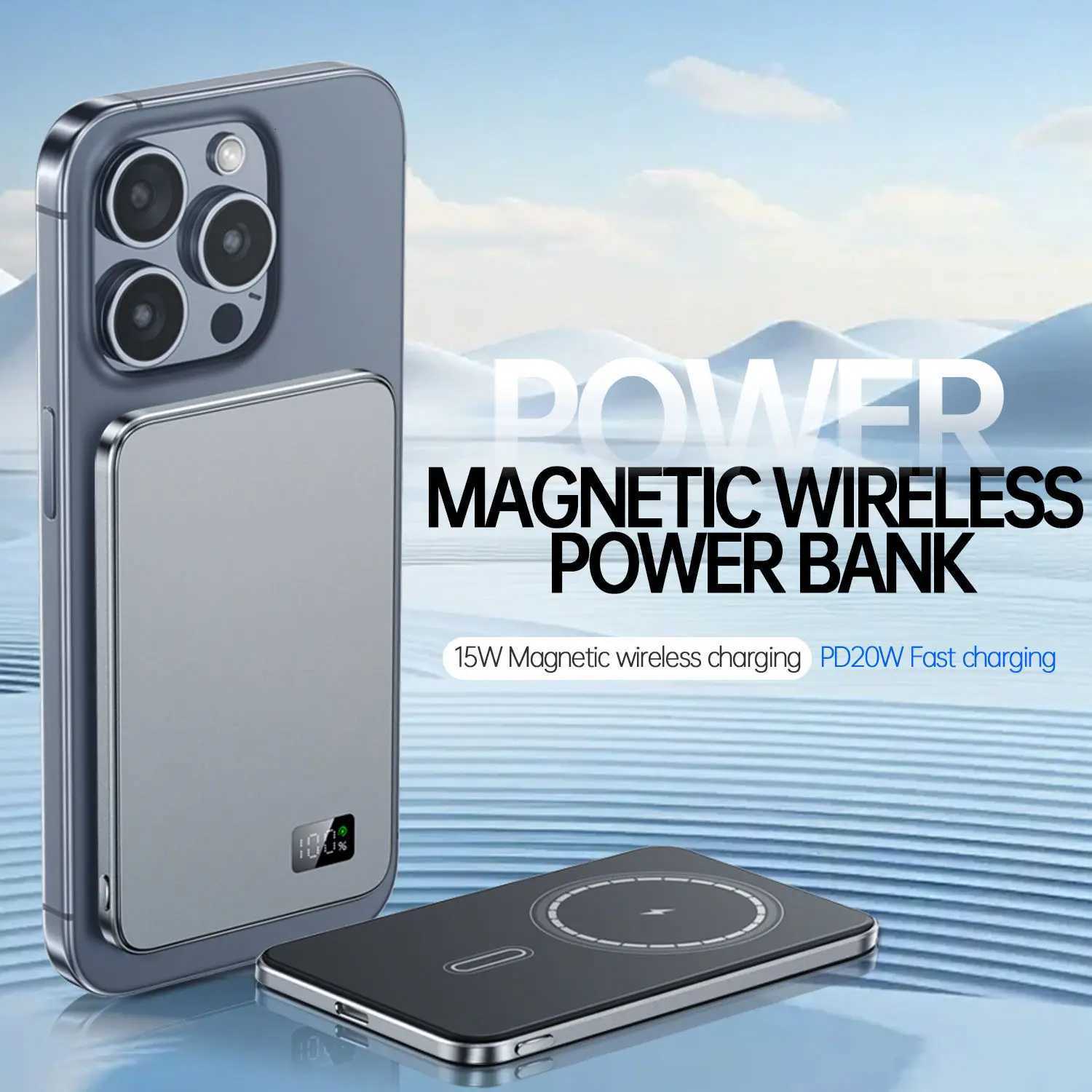 10000mAh Magnetic Wireless Power Bank for Watch Fast Charging Type-C Slim External Spare Battery For iPhone Xiai S250801