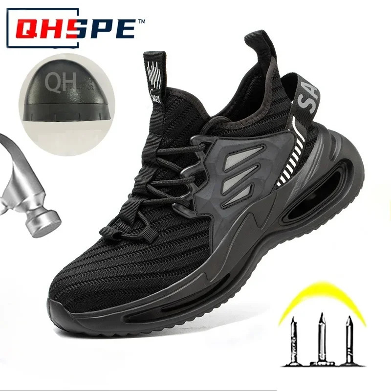 Breathable Mens Work Shoes Summer Safe Lightweight Protective Sports Shoes Steel Toe Work Mens Puncture Resistant Boots 250731