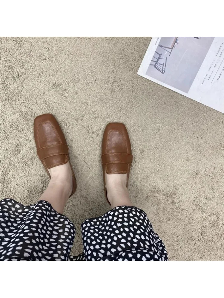 Selling French Retro Square-Toe Loafers for Women - Slip-On Comfortable Flats with Soft Sole Gentle Style Work Pumps 250731