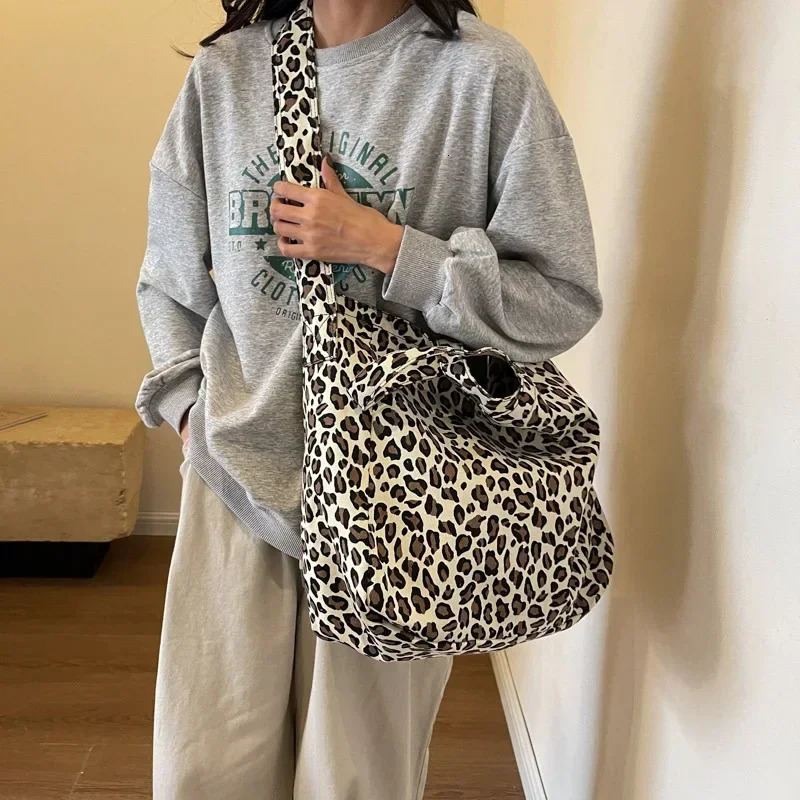 Leopard Korean Fashion Big Crossbody Bags for Women Travel Handbag Lady Shopper Shopping Shoulder Bag Bolsa Feminina 250731