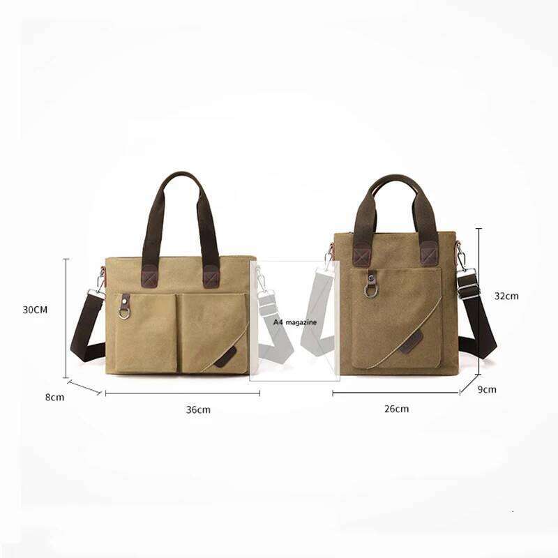 New Canvas Tote Trendy Casual Commuting A4 Book Files Crossbody Large Capacity Simple Shoulder Bag Laptop Handbag