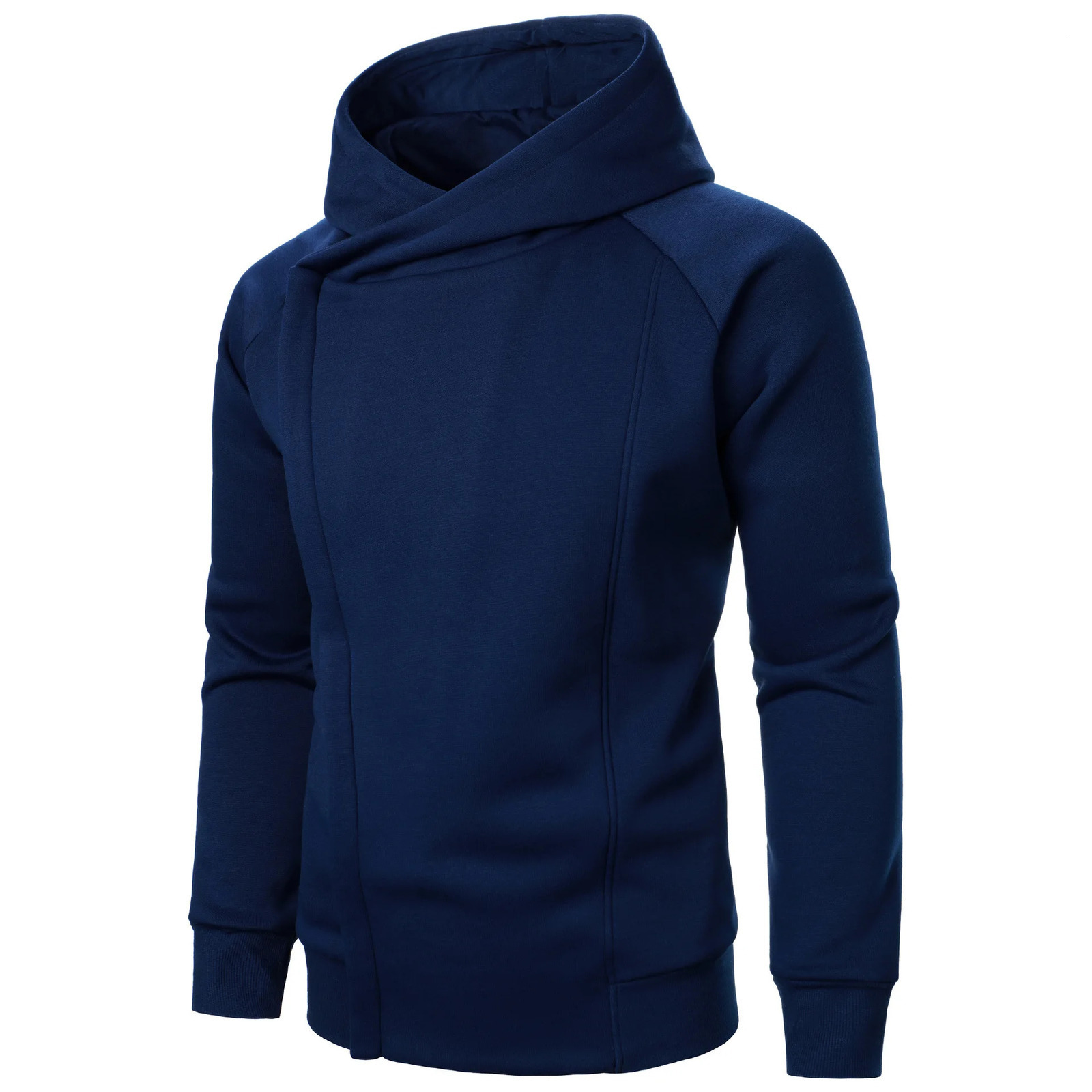 Fashion Side Hidden Zipper Jackets With Nood Solid Casual Basic Hoodies Men Slim Fit Hooded Sports Sweatshirt Autumn Outwear