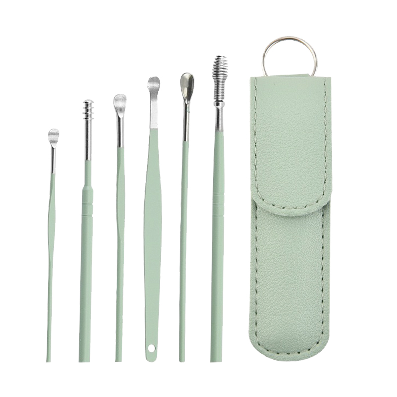 6-Piece Stainless Steel Ear Scoop Set with Rounded Edges & Antislip Handle
