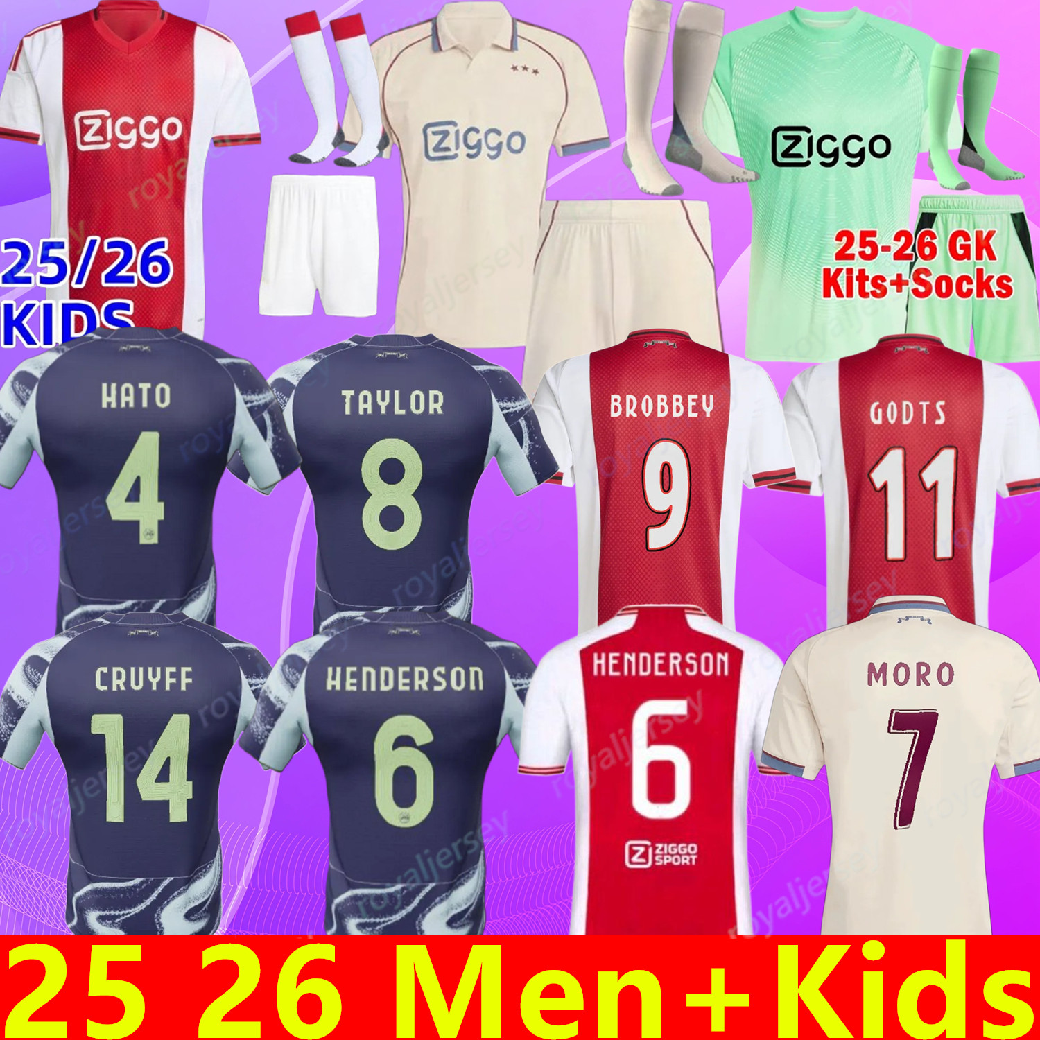 LAJAX 2025 2026 men kids kit soccer jerseys HENDERSON AFC 2025 2026 uniforms HATO TAYLOR football shirts ajaax jersey Ajaox shirts maillot football lajax amsterdam