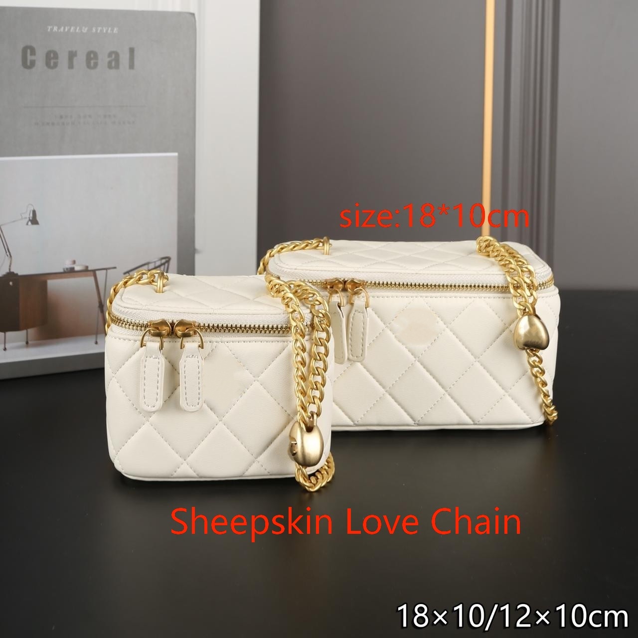 Designer bag luxury bag crossbody bag make up bag double zipper head high grade sheepskin love chain bag little golden ball chain bag pack pearl classic is timeless hot