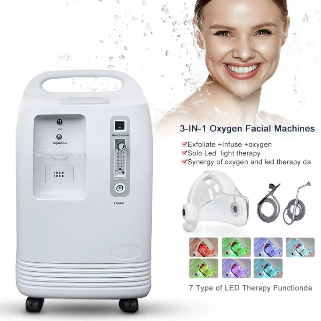 High Quality 3 In 1 Oxygen Facial Machine Skin Care Hyperbaric Oxygen Jet Peel LED Dome Therapy For Spa