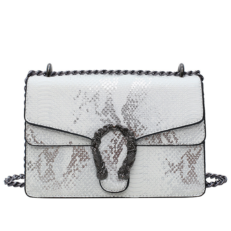 free shipping designer Snake-skin pattern chain crossbody single-shoulder double-compartment flip cover women's single-shoulder bag with exquisit
