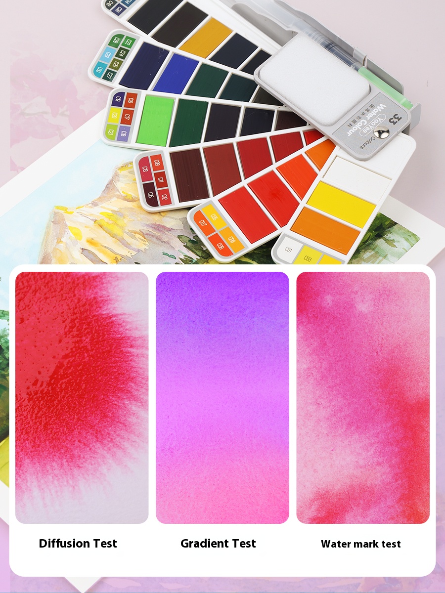 Shupu Folding Fan-shaped Solid Watercolor Paintbrush Set