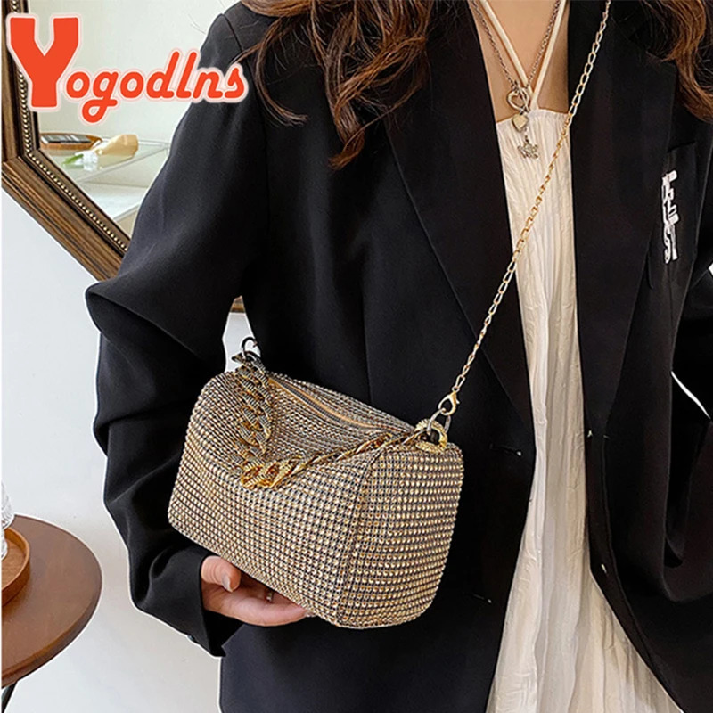 Yogodlns Bling Diamond Small Crossbody Messenger Bags Women Summer Trend Fashion Travel Shoulder Handbags Purses 250731