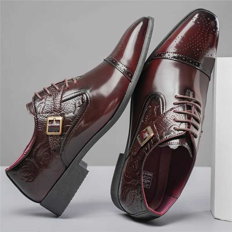 Luxury Fi New Mens Green Brown Patent Leather Brogues Shoes Designer Oxfords Formal Wedding Prom Dress Homecoming Footwear XJ250801