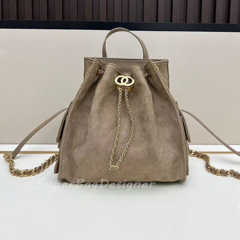 7A Designer Bag Luxury 25c hobo bag 25Bag Handbag Caviar suede Leather Shoulder Bag high quality Chain Bucket Bag Purse with side pockets Drawstring bucket bag women