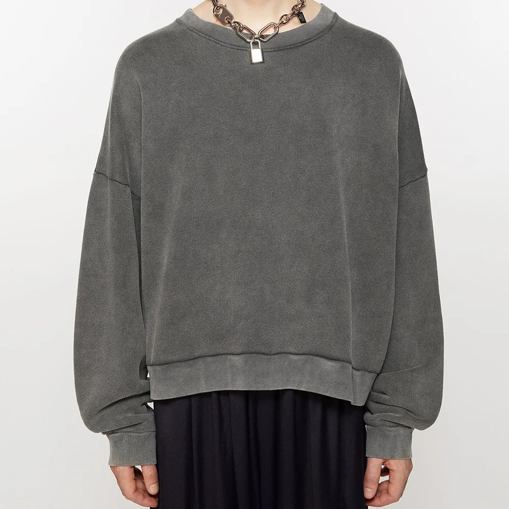 PFNW High Street Washed Distressed Round Neck Sweatshirt Unisex Loose Oversized Long Sleeve Drop Shoulder Pullover Top 28W5655 250729