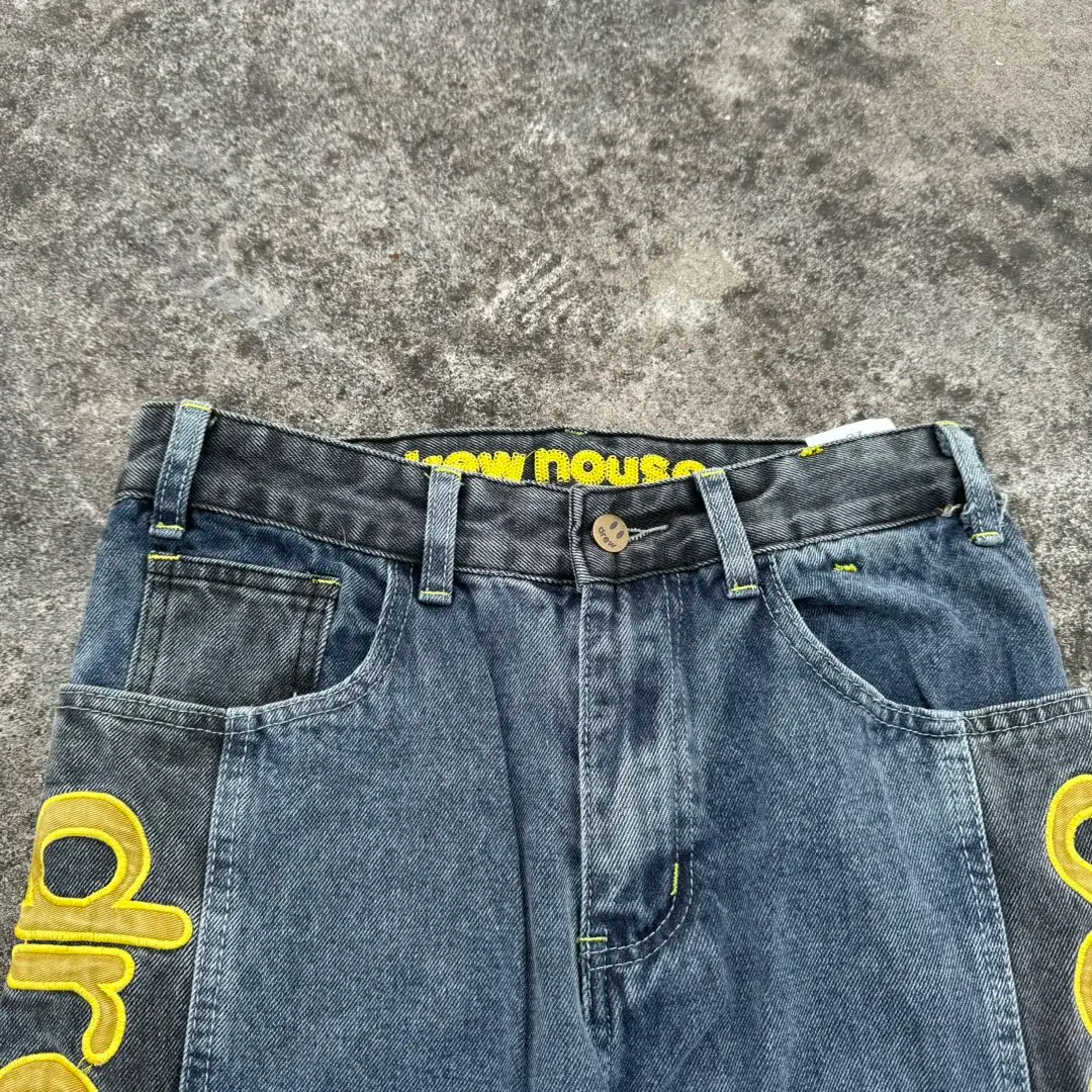 DREW HOUSE denim fabric is stitched with a special style of patchwork design jeans for men and women casual