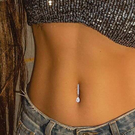 Hot Selling New Heart Water Drop Copper Inlaid Zircon Ring Curved Belly Button Piercing Jewelry