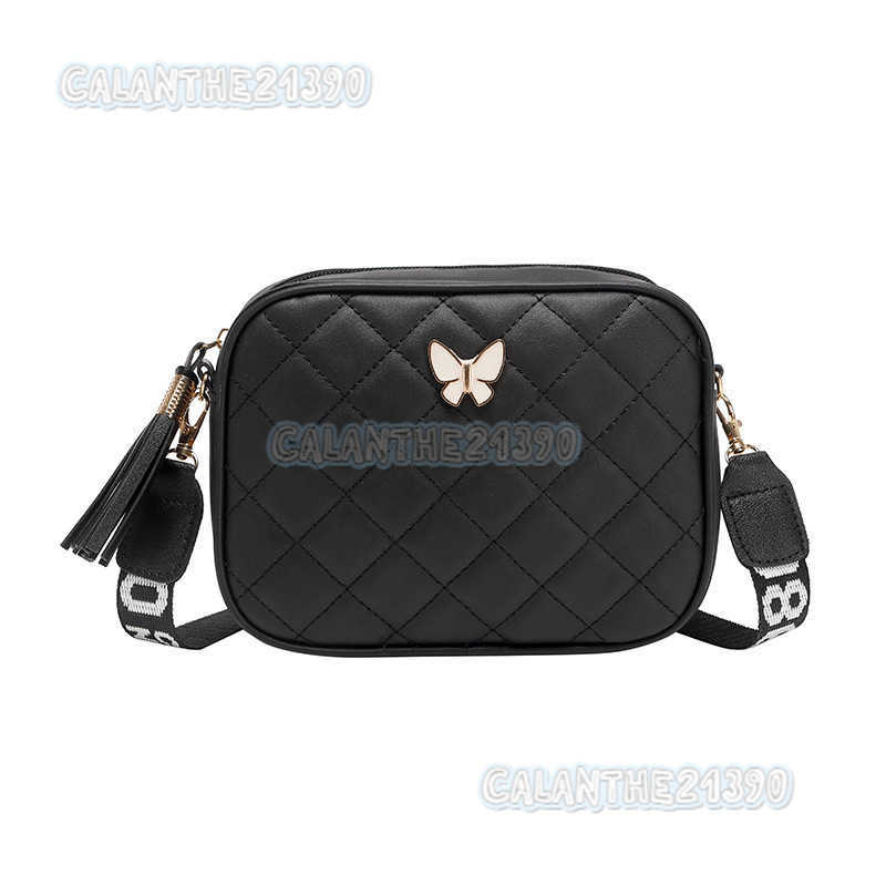 Womens Bag New Casual Quilted Embroidered Butterfly Decor Single Shoulder Bag Tassel Strap Printed Crossbody Small Square Bag H250801