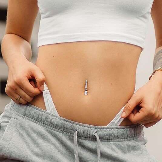 Hot Selling New Heart Water Drop Copper Inlaid Zircon Ring Curved Belly Button Piercing Jewelry