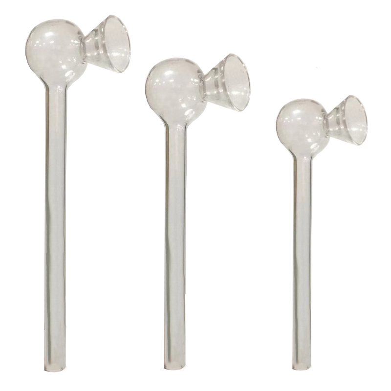 15cm 12cm 10cm Pyrex Glass Oil Burner Pipes with Funnel Straight Transparent Tube Design for Easy 2 in 1 Pipe