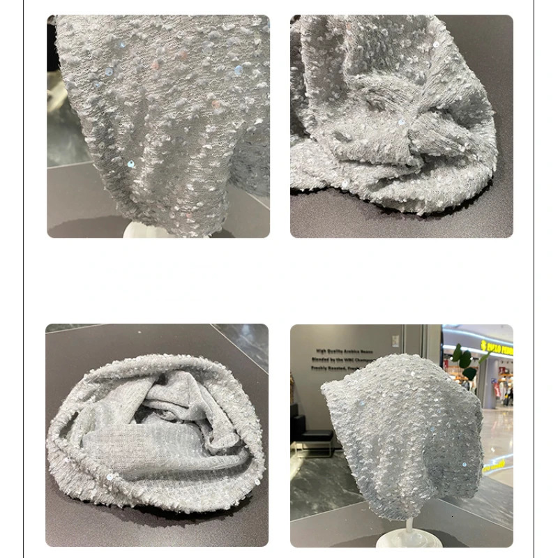 Korean Version Thin Sequin Pile Cap Fashionable Men Women Spicy Y2k Girl Headband Cap Breathable Versatile Pullover Cap 250730