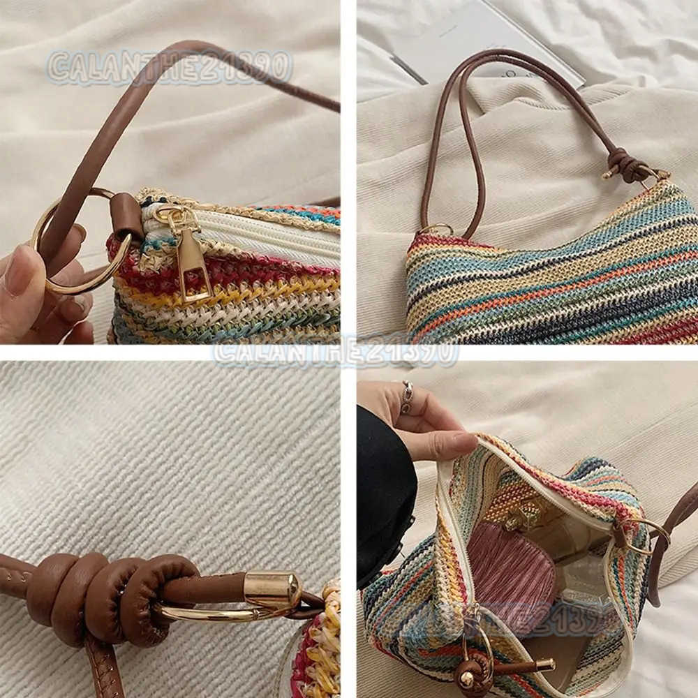 Fashion Women Summer Bohemian Straw Bag Woven Beach Crossbody Bag Shoulder Messenger Bag Girls Handbags Straw Bag Gifts H250801