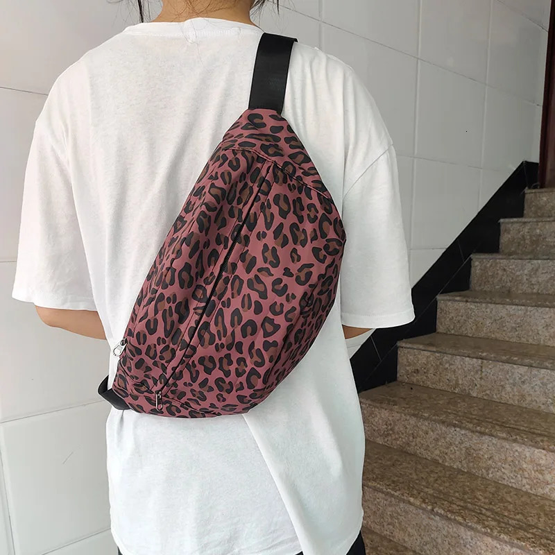 Fashion Leopard Print Waist Bag Street Trend Fanny Pack Woman Chest Packs Nylon Belt Bag Female Shoulder Crossbody Bags 250731
