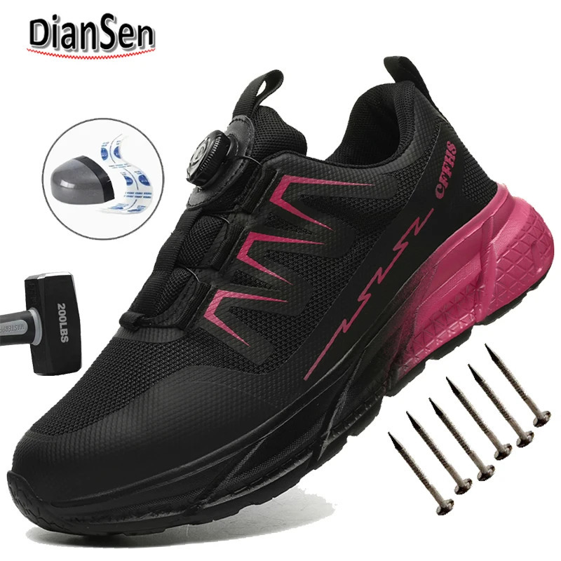 Women Work Safety Shoes With Steel Toe Female Sneakers Smash-proof Puncture-proof Safety Working Boots Breathable Size 35-41 250731