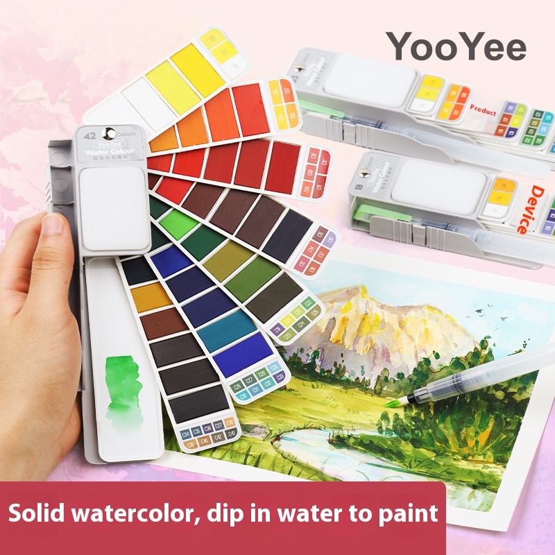 Shupu Folding Fan-shaped Solid Watercolor Paintbrush Set