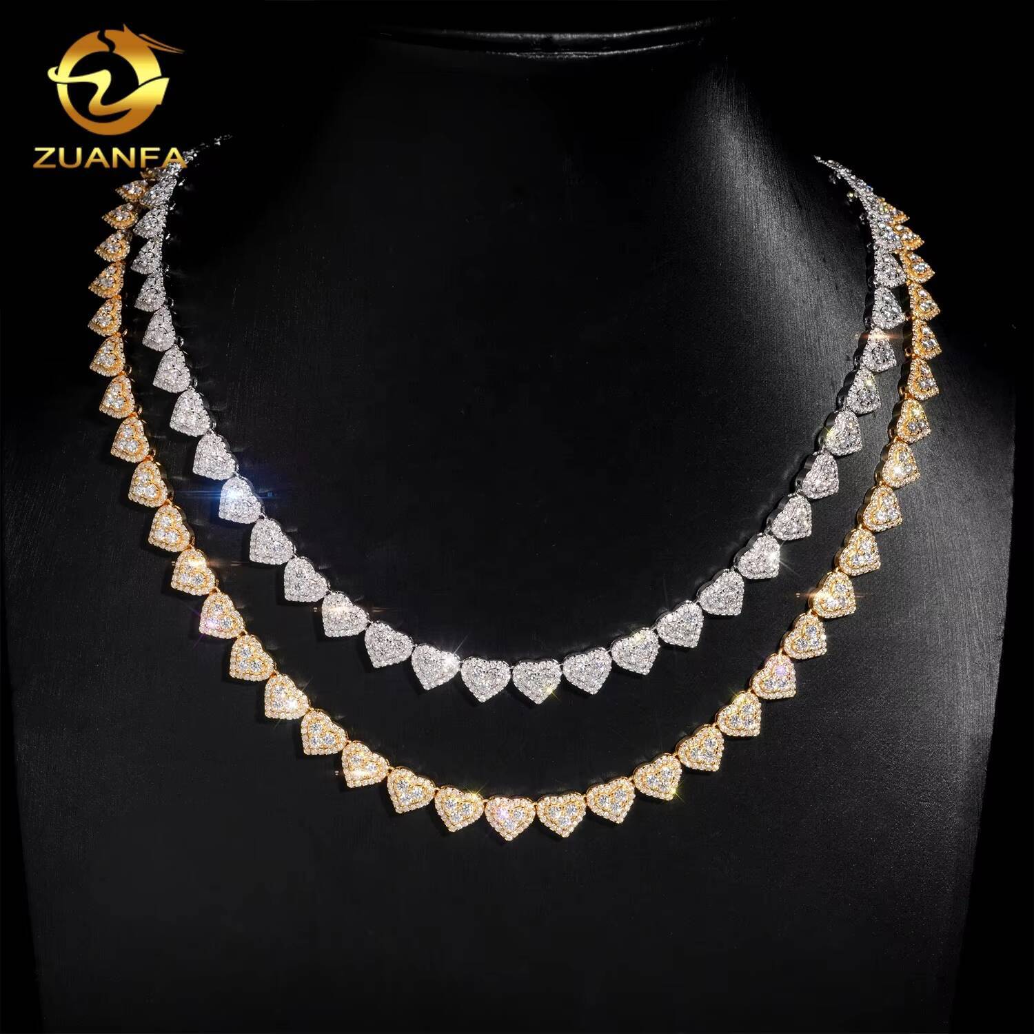 Pass Diamond Tester Hot Selling Hip Hop 925 Sterling Silver 8mm Moissanite Cuban Chain Heart Infinity Necklace