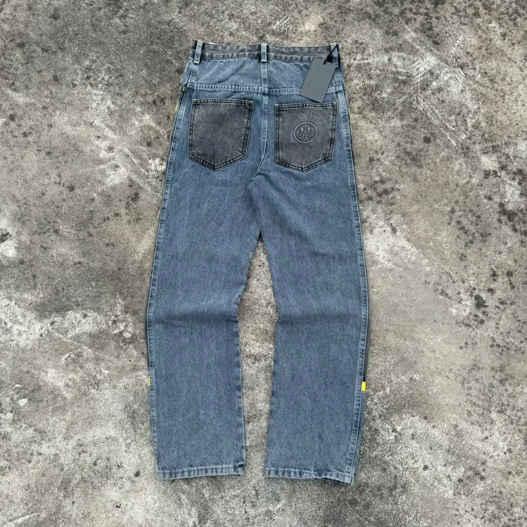 DREW HOUSE denim fabric is stitched with a special style of patchwork design jeans for men and women casual