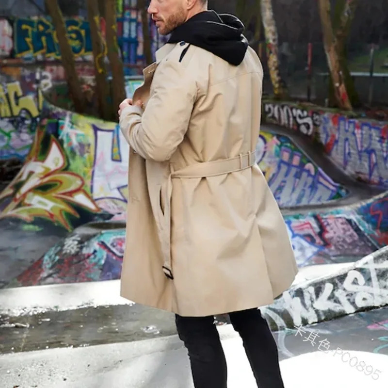 Men Fashion Windbreaker Winter Long Jacket Coats Casual Outerwear Classic Overcoats Pocket Jackets Coat Man Clothes Streetwear 250729