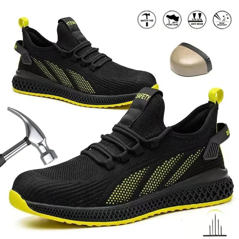 Summer Breathable Work Safety ShoesLabor Shoes With Steel Toe Smash-proofMen Working Shoes Non-slip Lightweight Safety Boots 250731