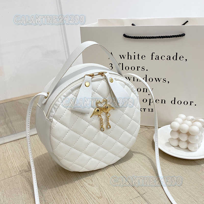 New Small Round Bag Handbag 2025 Ladies Bag Womens Diamond Grid Bag Embroidered Small Bag H250801