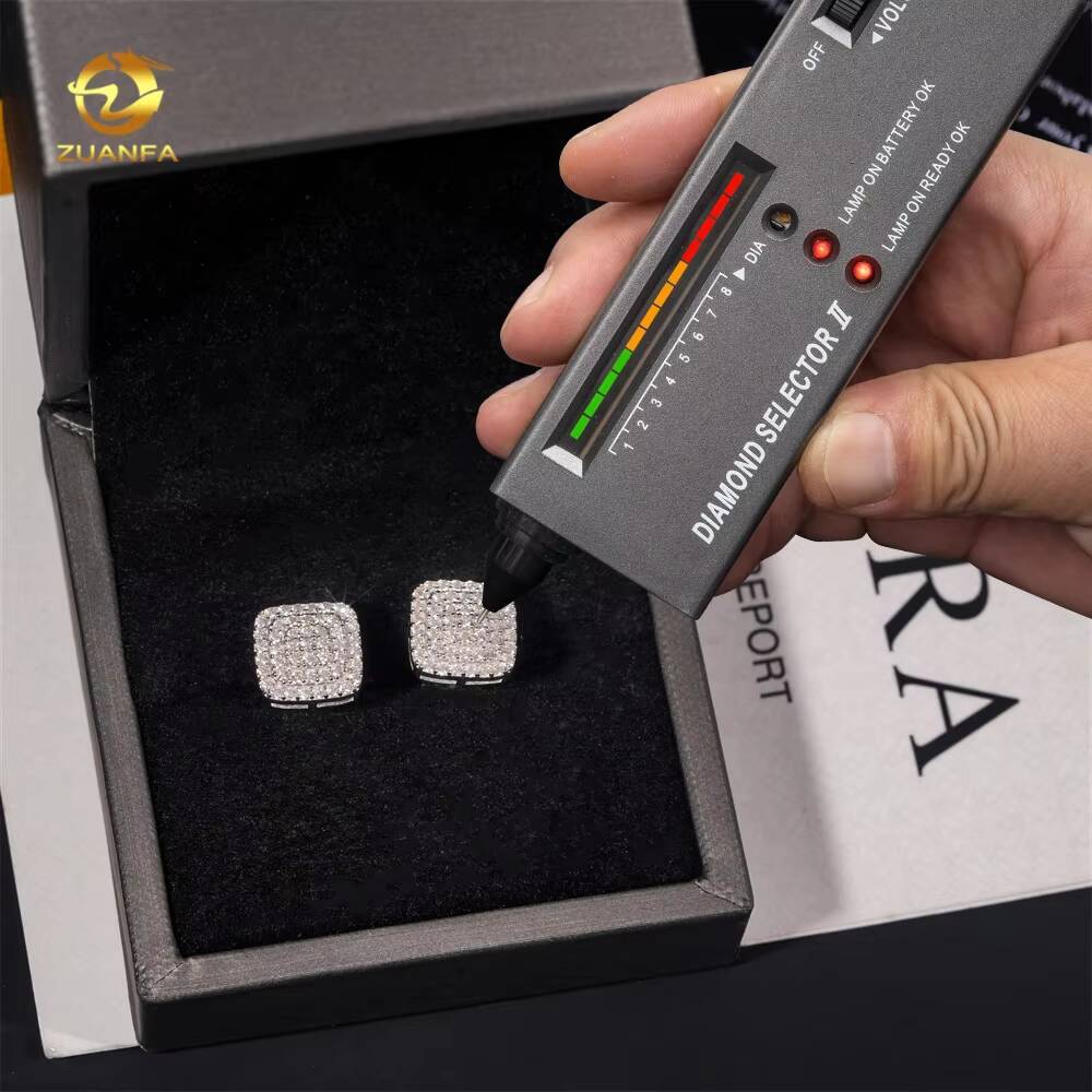 Iced Out Jewelry Hip Hop High Quality 925 Sterling Silver Mens Moissanite Stud Earrings