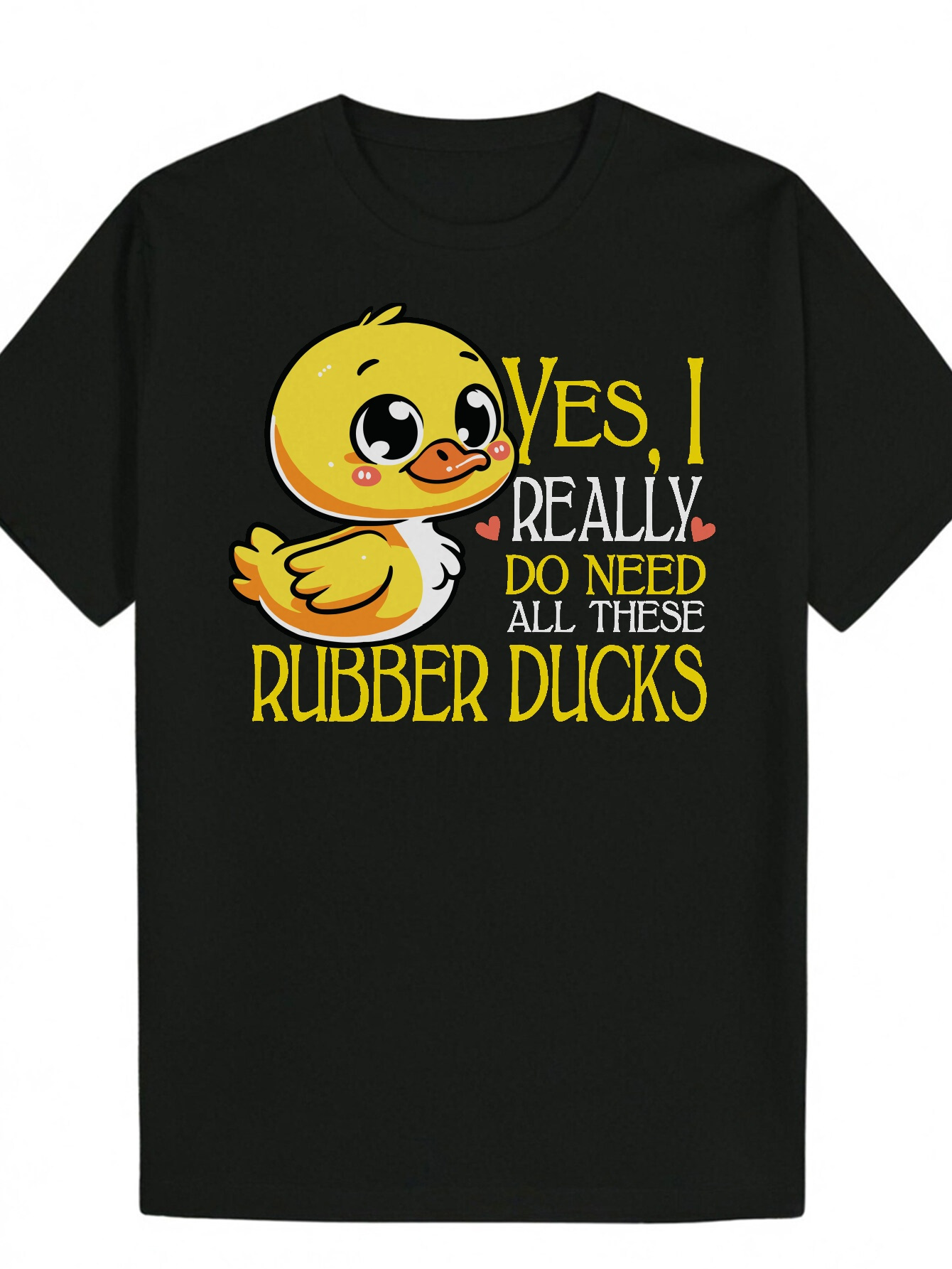 Men's Summer T-Shirt, Cute Rubber Duck - Round Neck, Short Sleeve, Polyester Fabric, Animal Design, Comfortable Casual Clothing Playful Pattern T