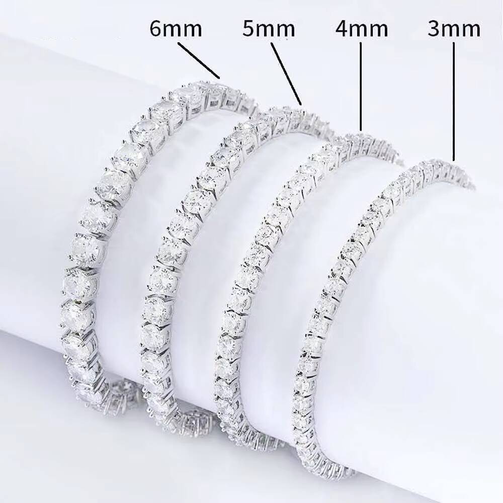 Custom HPHT Cvd Lab Grown Diamond Tennis Bracelet Necklace Chain 10K 14K White Gold 4mm Igi Gia Certificate for Women
