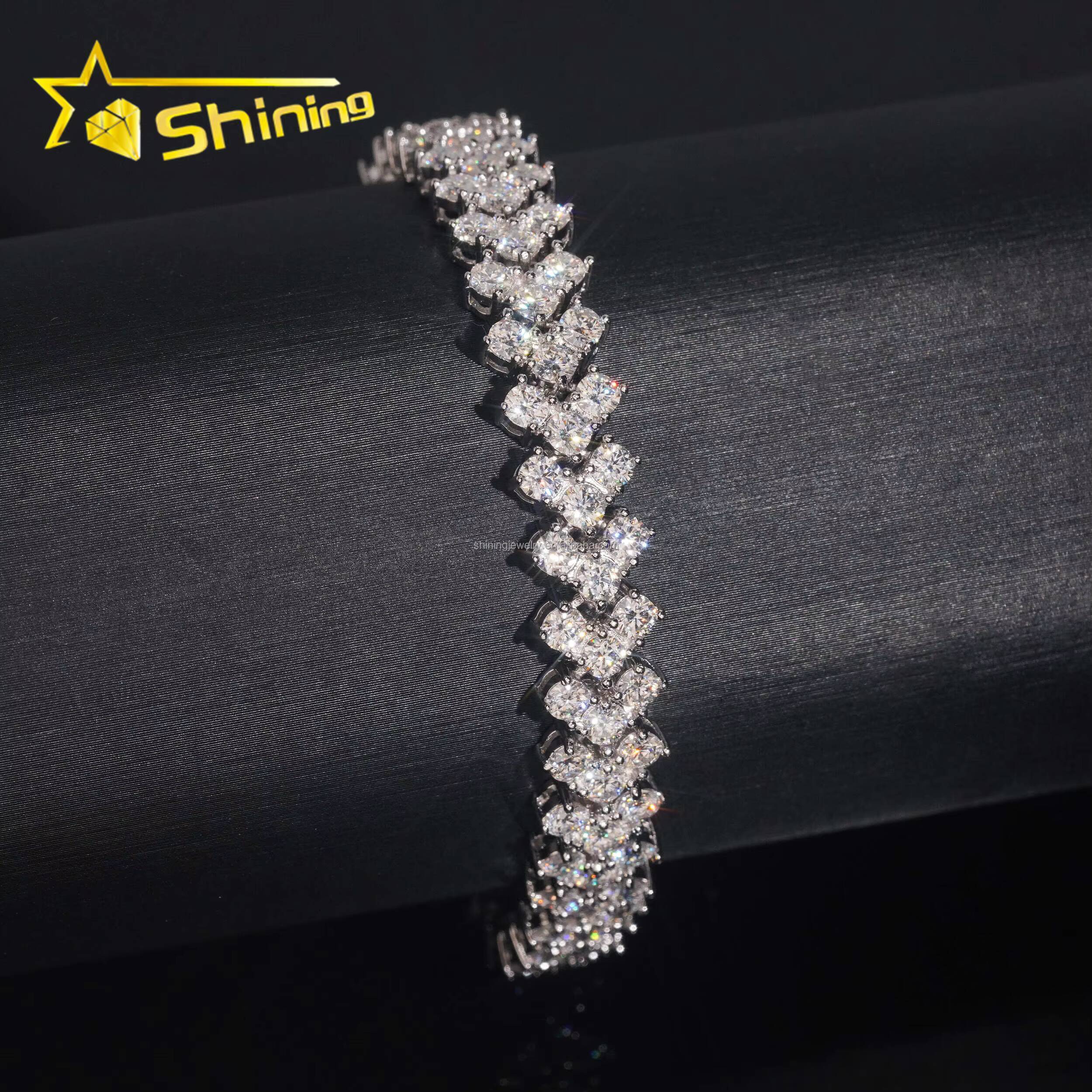 New Design Elegant Women Jewelry S925 Solid Silver Hip Hop Jewelry VVS1 Moissanite Diamond GRA Certificate Tennis Bracelet