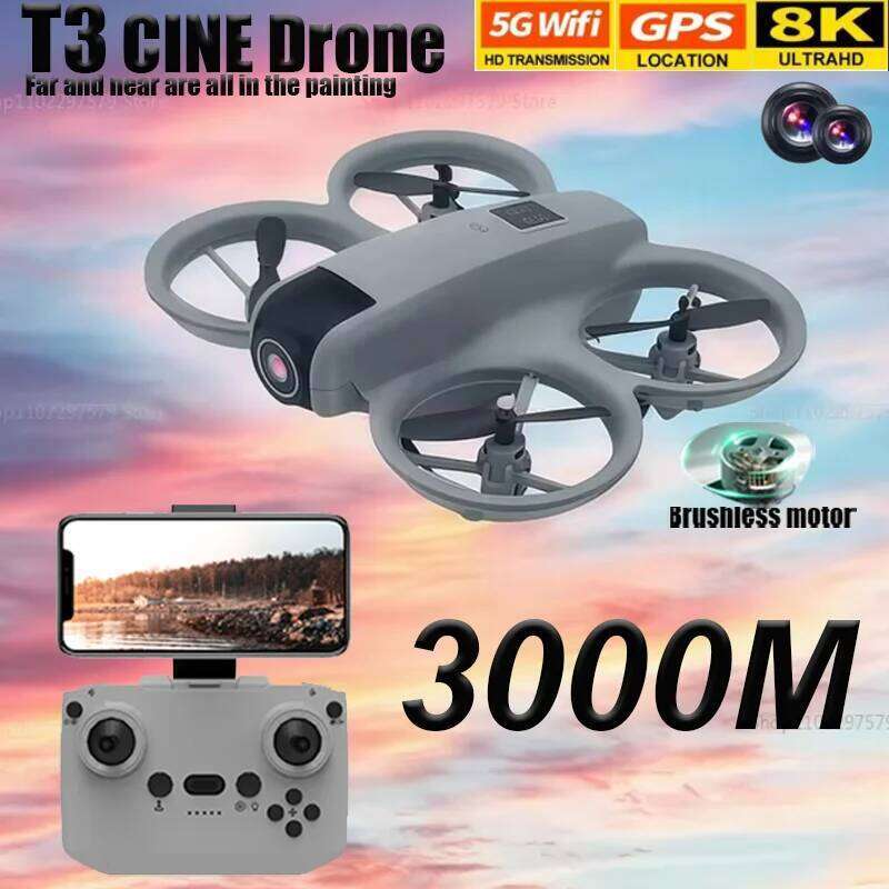2025 New T3 Mini Drone with 8K HD Dual Cameras GPS 5G WiFi Brushless Motors Obstacle Avoidance FPV Aerial Photography Toys Gifts