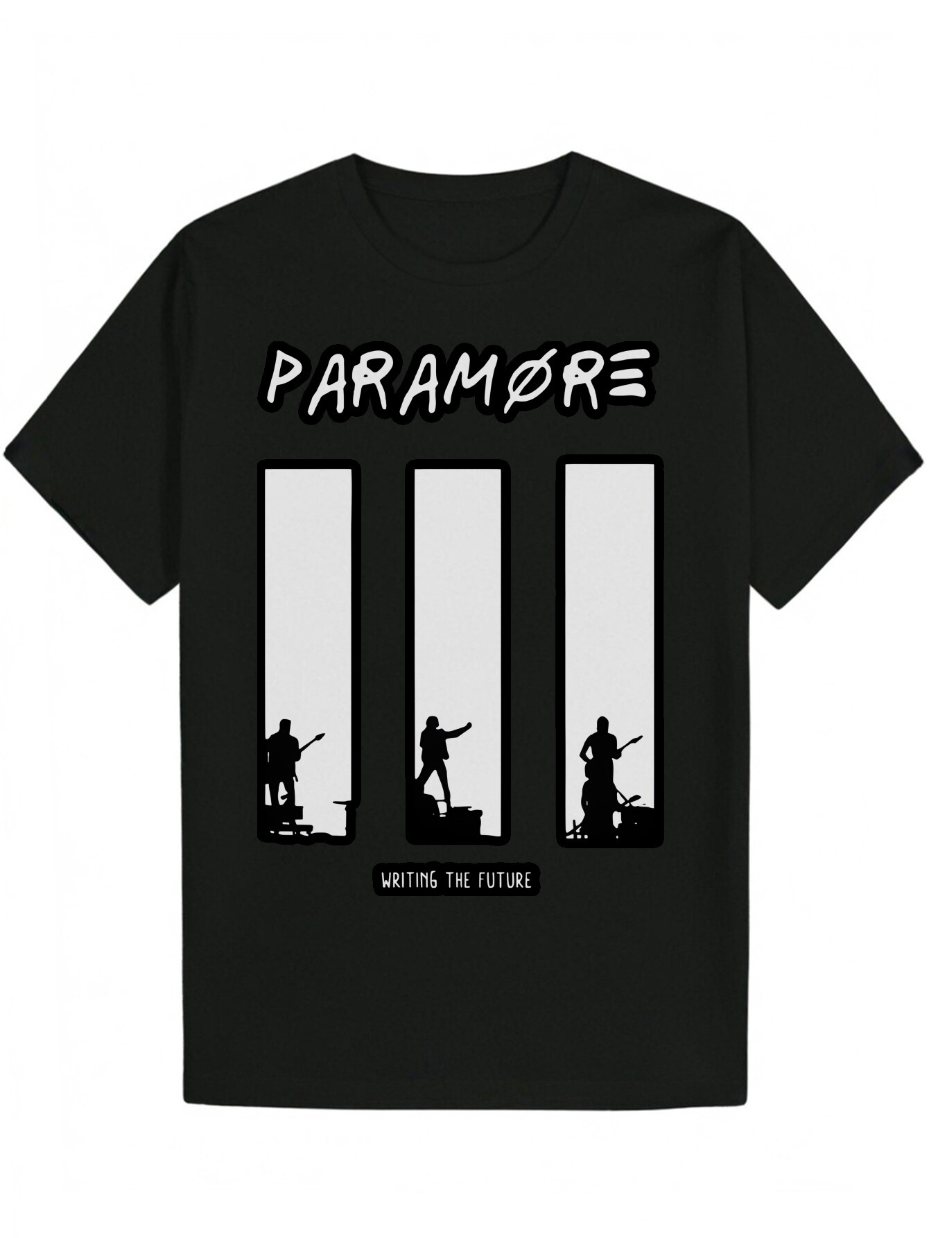 Men's Black T-Shirt with 'PARAMORE' Pattern and Design - 'Write the Future' Text, T-Shirt, Suitable for Wear, Summer Casual W