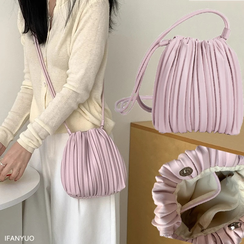 PU Leather Small Square Wrinkled Crossbody Bags Casual Women Messenger Bag Versatile Phone Shoulder Bag Korean Handbags 250731