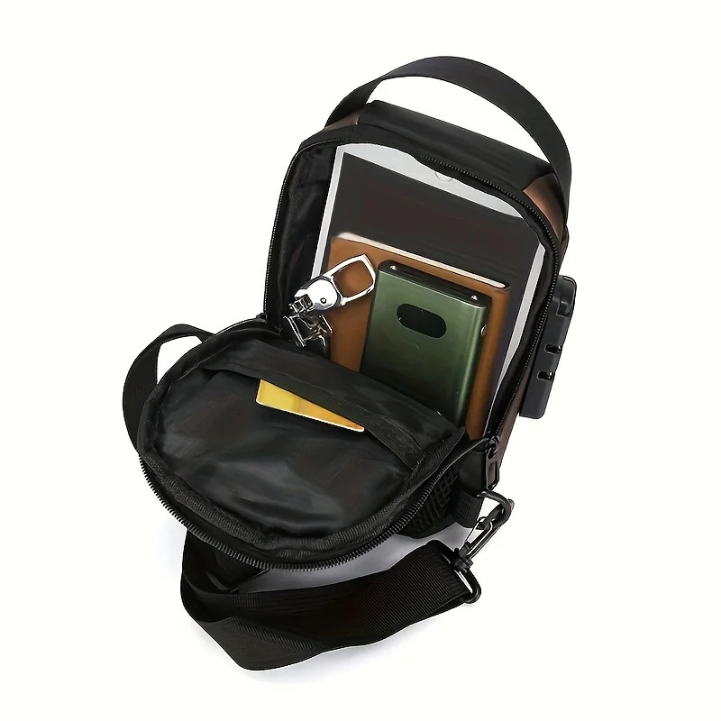 Stylish Mens Sling Bag Durable Oxford Fabric Crossbody Chest Pack with Phone Pocket Zip Closure for Daily Commute Blue Black 250731