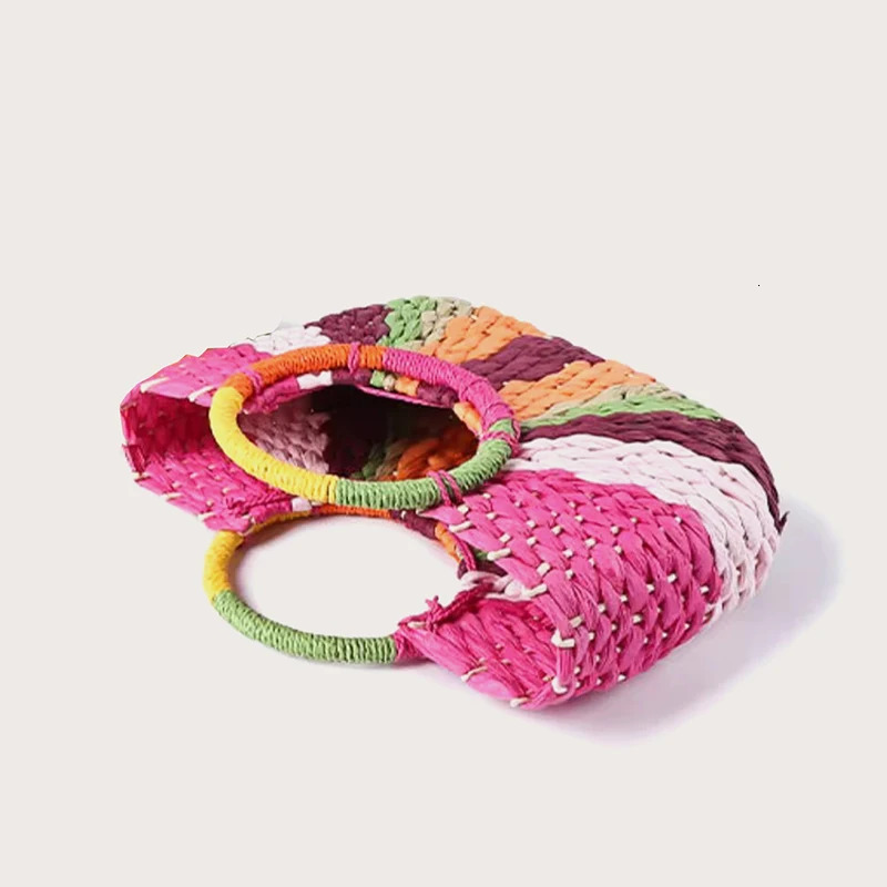 Straw Bag Women HandWoven Handbags Moon Shape Rattan Tote Big Capacity Tophandle Casual Beach Shoulder Crossbody 250725