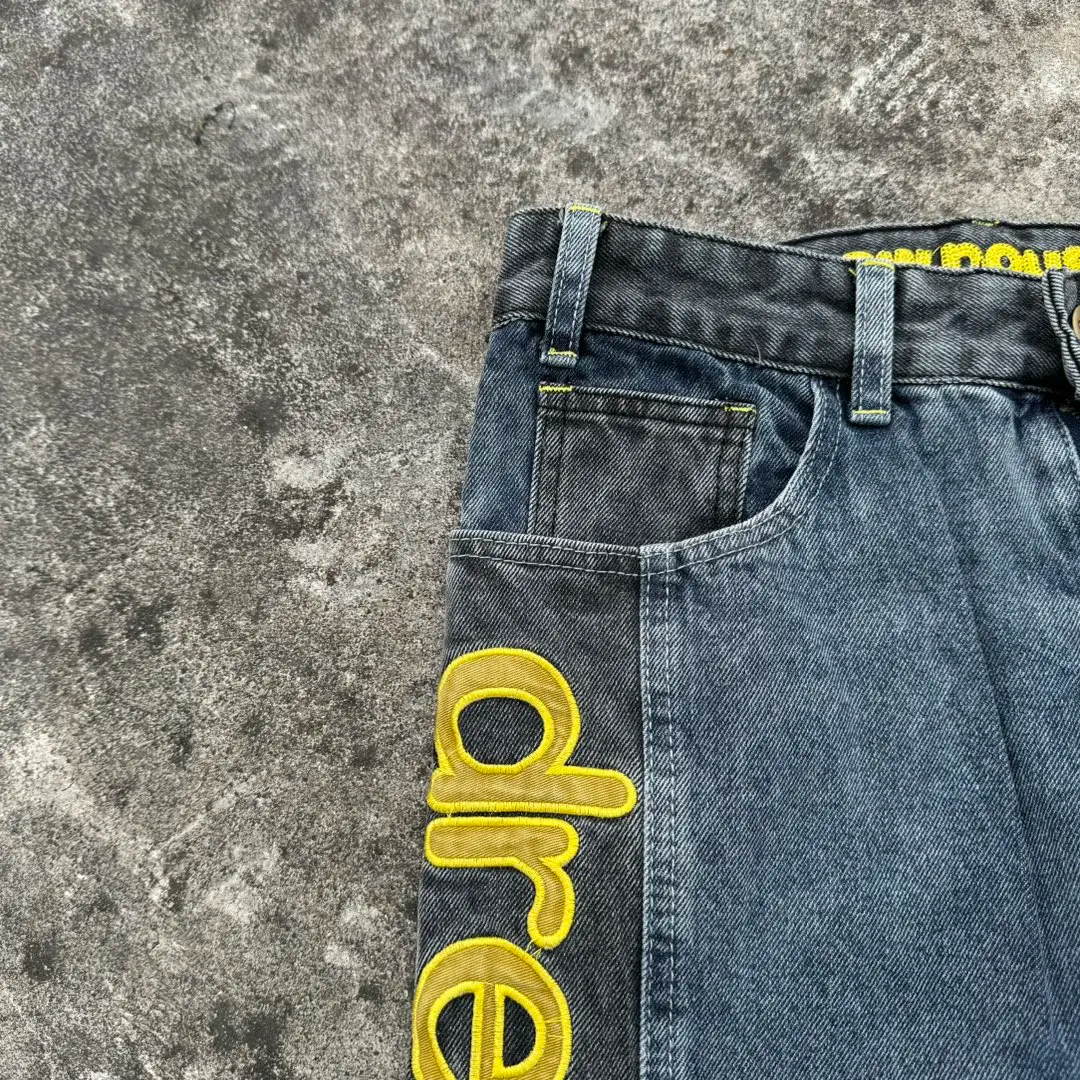 DREW HOUSE denim fabric is stitched with a special style of patchwork design jeans for men and women casual