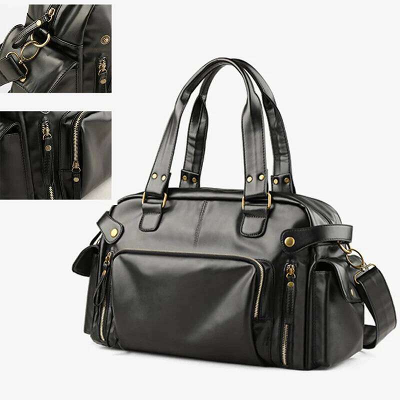 Men's Soft Leather Briefcase For Laptop Tote Business Shoulder Messenger Handbag Leisure Large Travel Bags Black XA158C