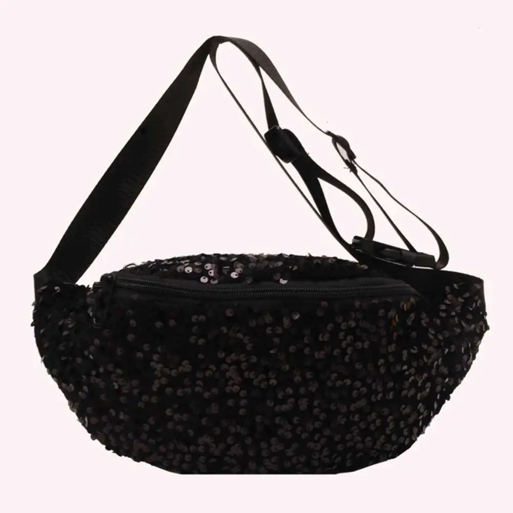 Women Trendy Crossbody Bag PU Leather Sequin Fashion Chest Bags Adjustable Strap Shining for Travel Shopping 250731