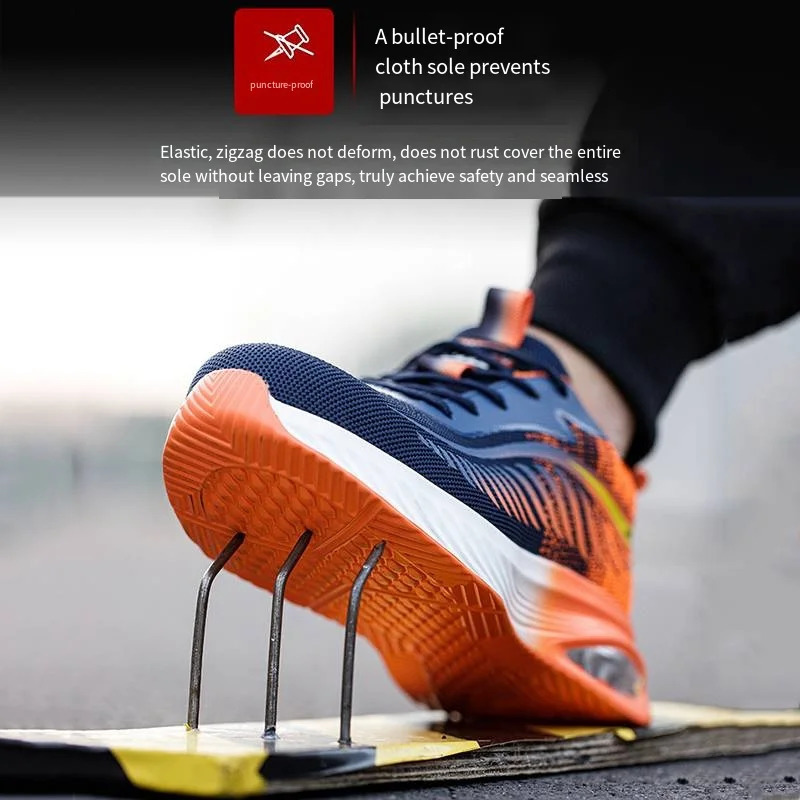 Summer Safety Shoes Men Lightweight Anti-smashing Anti-piercing Wear-resistant Flying Woven Breathable Deodorant Work Shoes 250731