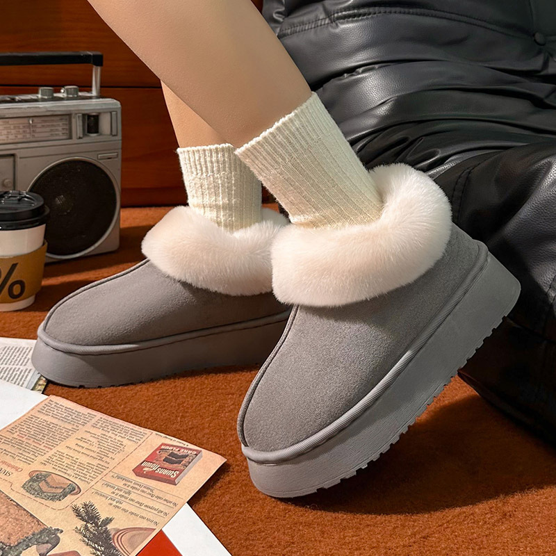 free shipping designer versatile autumn winter plush warm thick-soled solid color couple's comfortable cotton shoes for both men and women with e