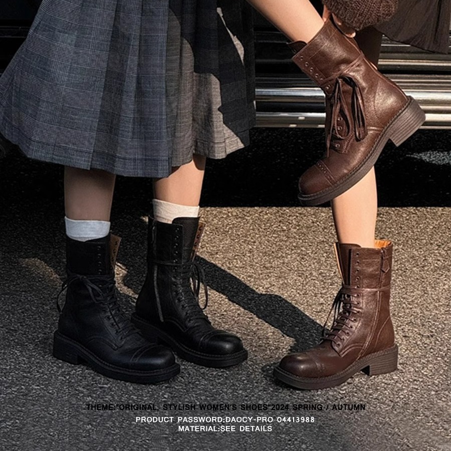 2025 Free Shipping designer for womens boots black brown New Fashionable Versatile Retro Vintage Lace up Milard Martin Boots