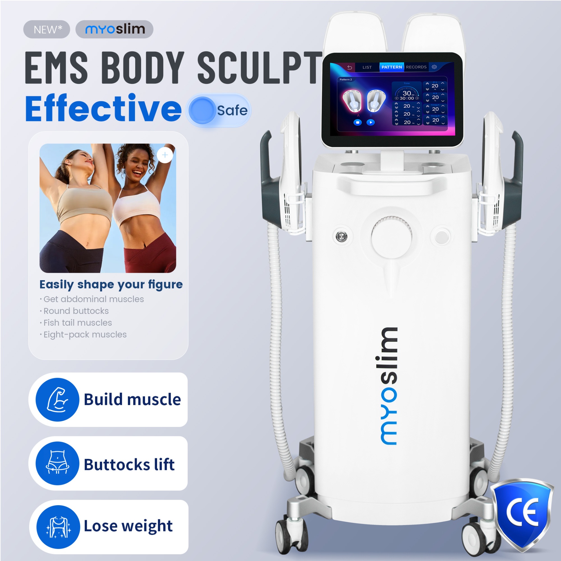 Professional EMS Body Sculpting Machine with RF Ultra Machine Shaping RF EMS Body Massage Muscle Stimulator
