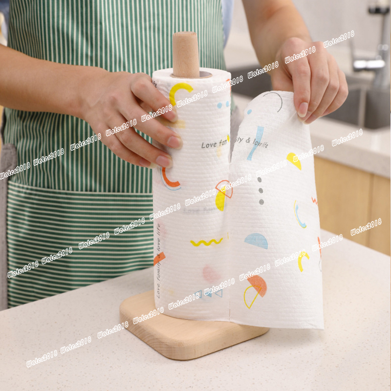 Household Beech Wood Paper Roll Holder Kitchen Paper Towel Holder Holder Cupboard Vertical