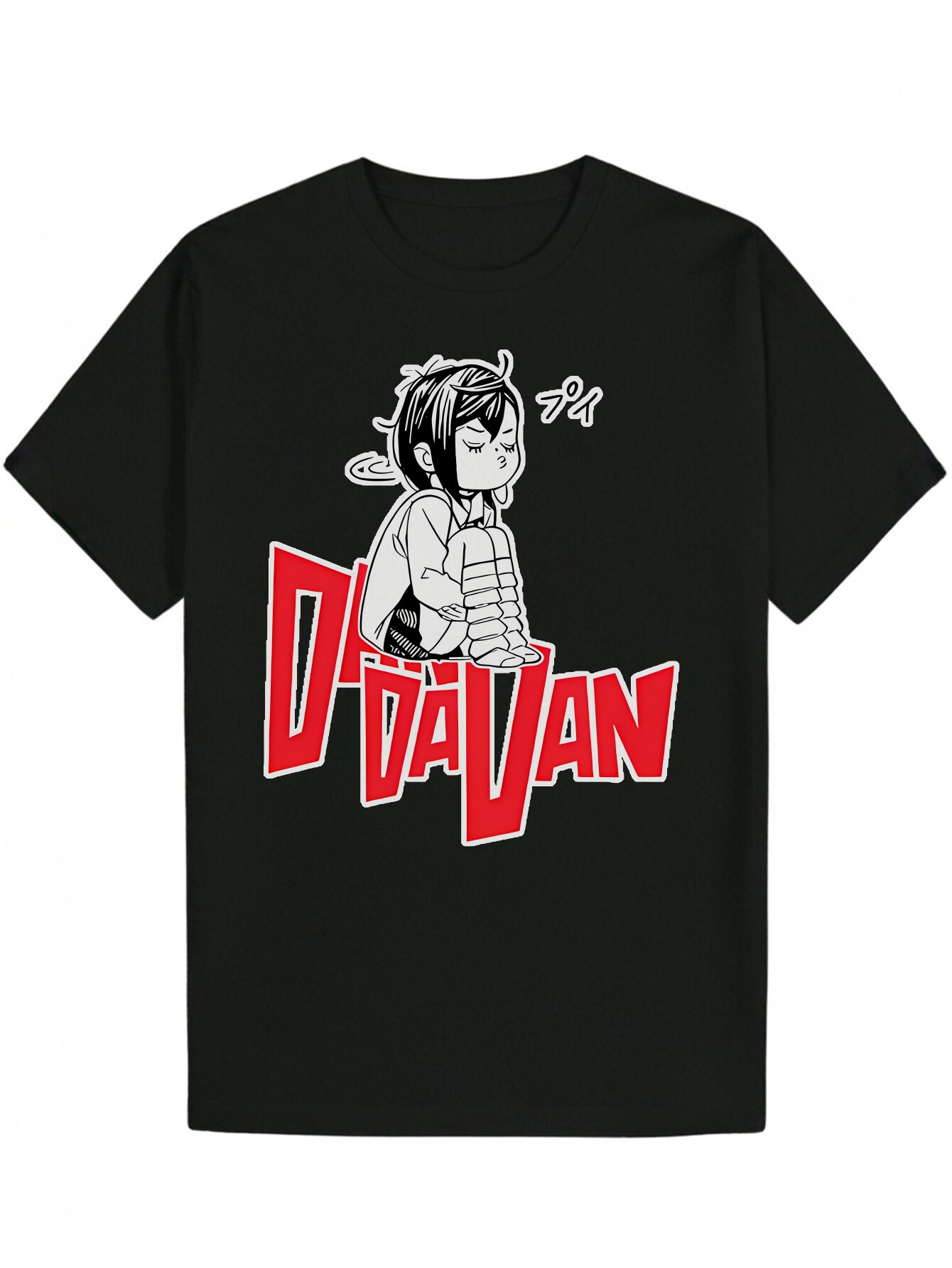Men's Summer Casual Round Neck Polyester Pattern T-Shirt, Cartoon Character Design - Black, Lightweight and Breathable, Machine Washable, Regular